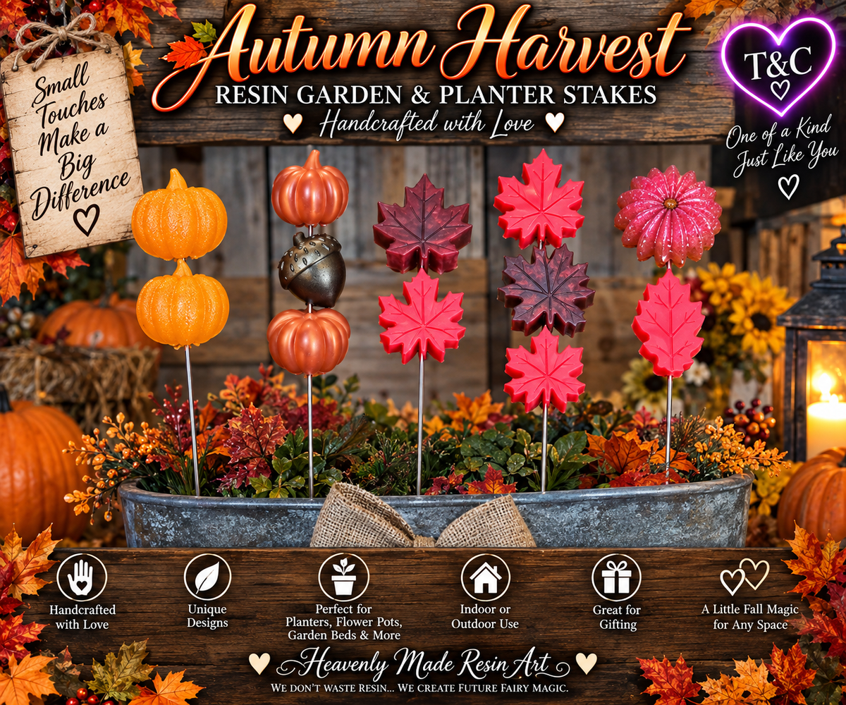 🍁 Autumn Harvest Resin Garden & Planter Stakes