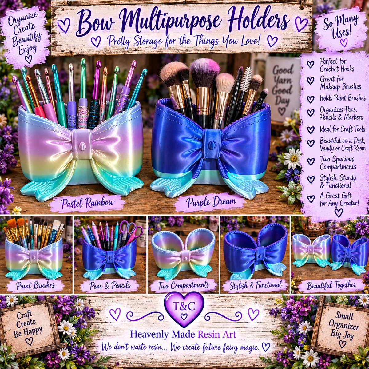 🎀 3D-Printed Bow Multipurpose Holder