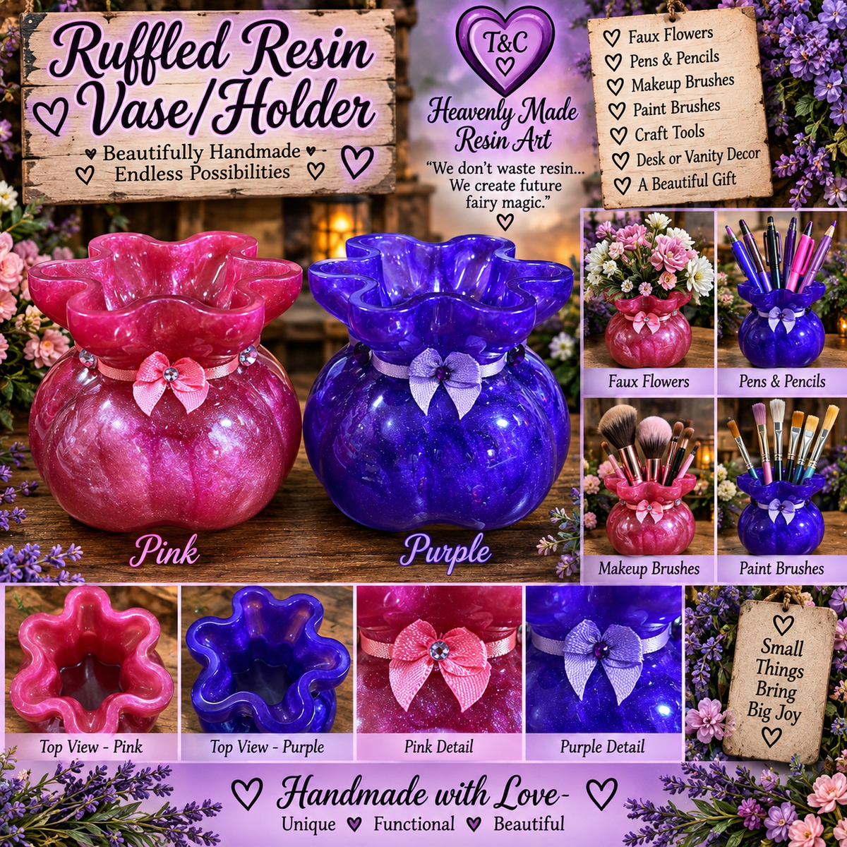 🌸 Ruffled Multipurpose Vase & Holder