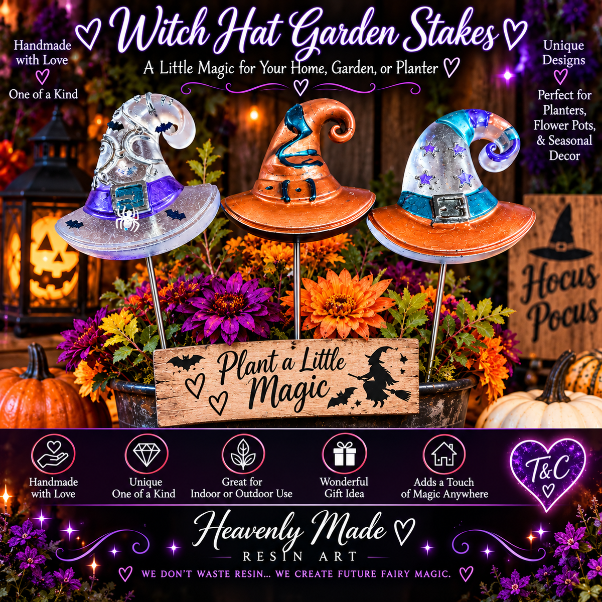 🧙‍♀️ Witch Hat Garden Stakes