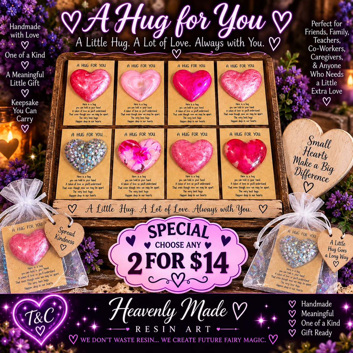 💜 A Hug for You — Handmade Resin Pocket Hug