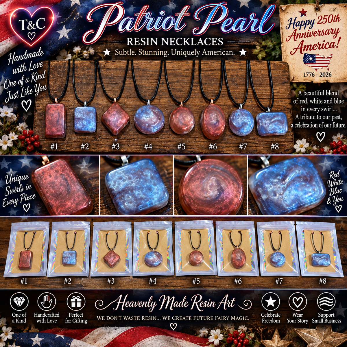 🇺🇸 Patriot Pearl Resin Necklace

Happy 250th Anniversary, America Collection
