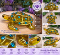 Golden Ocean Turtle - Handmade Resin Art with Blue Rhinestones